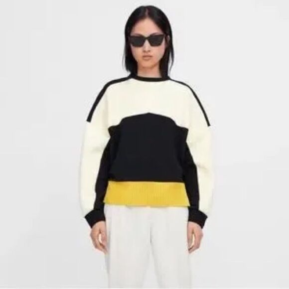 Zara Colorblock Cozy Knit Contemporary Sweater Size Small - Picture 1 of 7